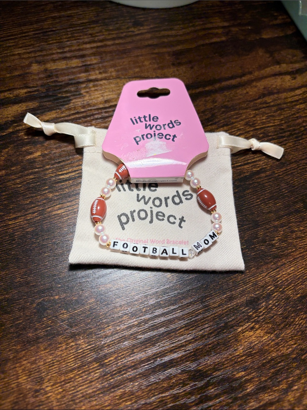 Little Words Project Pink 'Football Mom' Beaded Bracelet